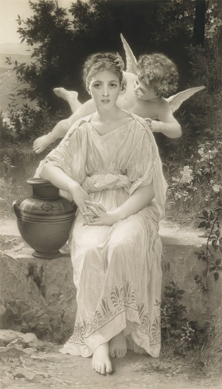O primeiro sussurro do amor, depois de Bouguereau de John Douglas Miller