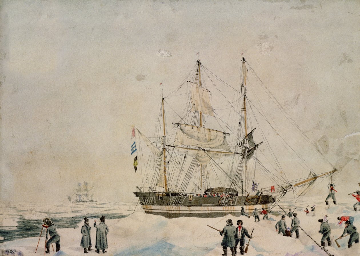 Andando no pacote, Ross Expedition, 1842 de John Edward Davis