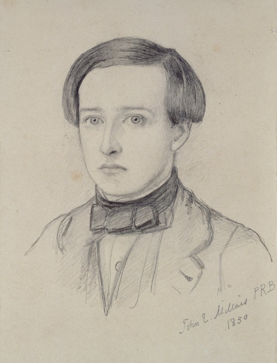 Retrato de Charles Allston Collins, 1850 (grafite sobre papel creme descolorido) de John Everett Millais
