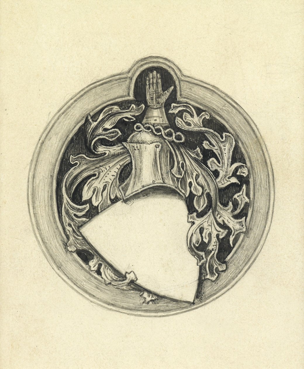 Esboço para o brasão de Millais (lápis, caneta e tinta no papel) de John Everett Millais