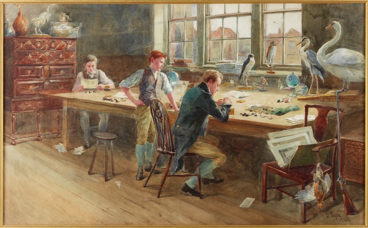 The Master Engraver, 1896 (guache, lápis e wc a bordo) de John W. Eyres