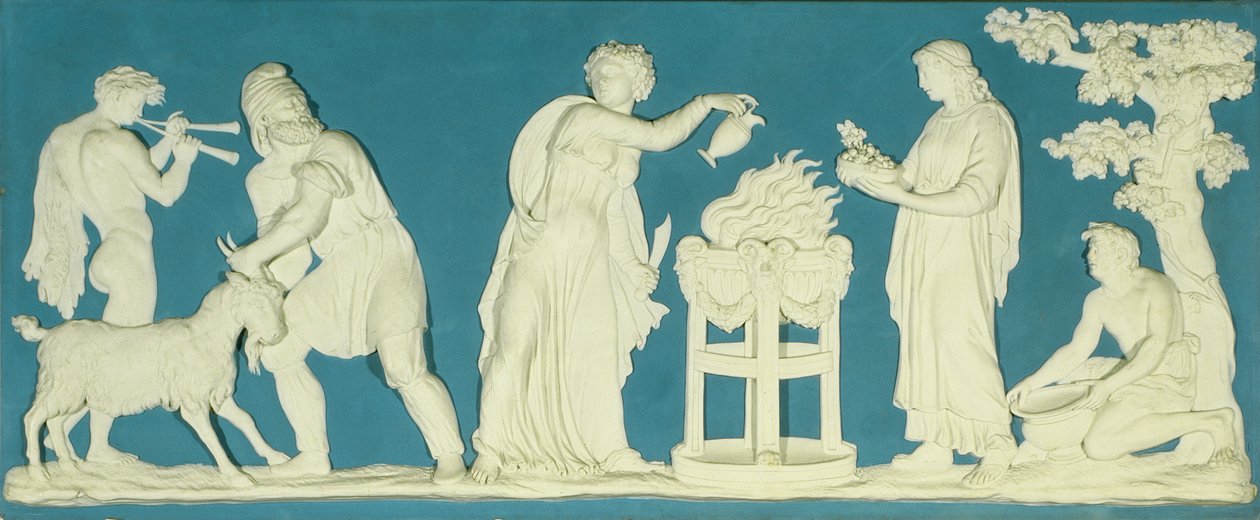 Cena Bacanesa, placa por Wedgwood (jasperware) de John Flaxman