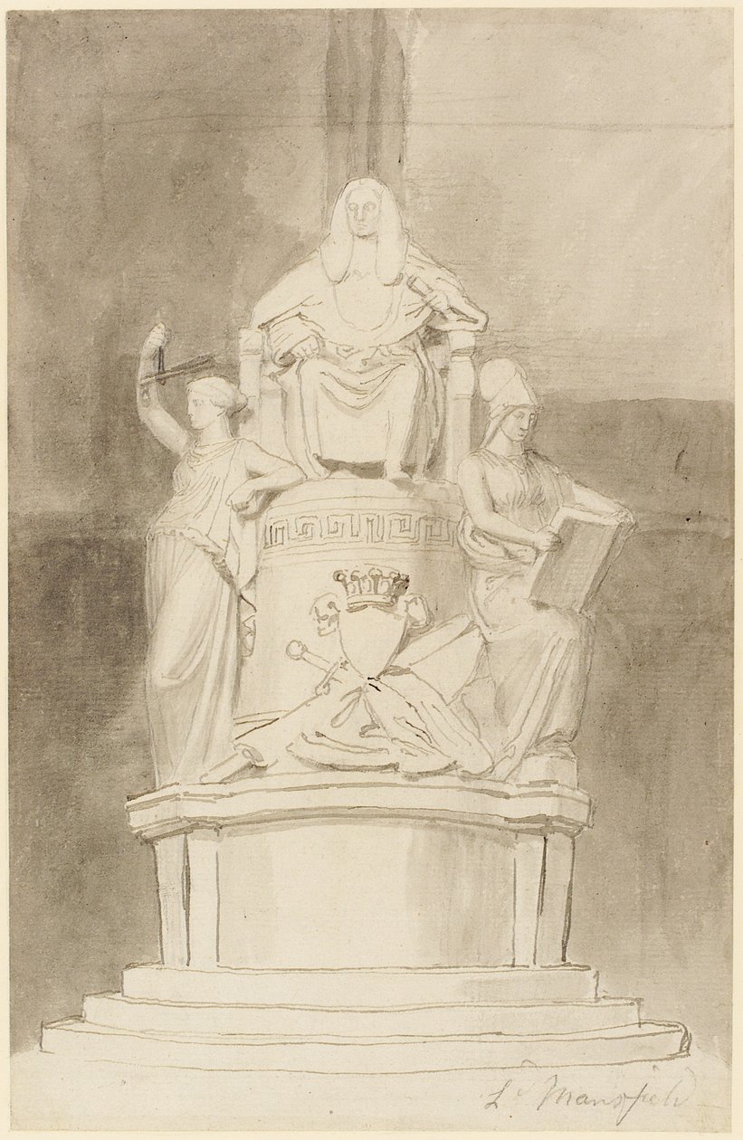 Projeto para o Monumento do Lord Mansfield, Abadia de Westminster (lápis, caneta, tinta e papel) (ver também 273968 e 273969) de John Flaxman