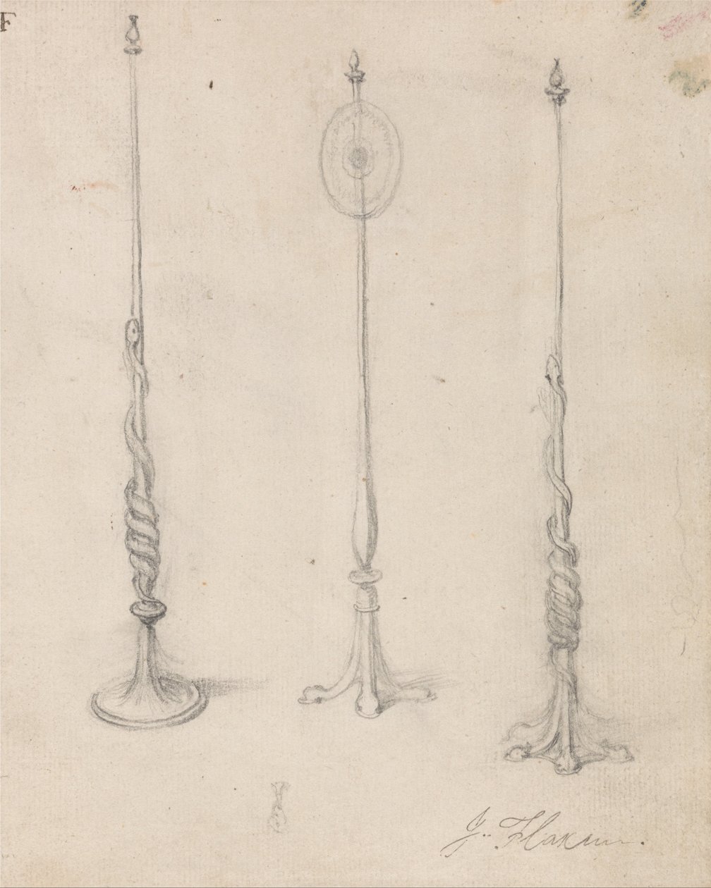 Estudo de três candelabros de John Flaxman