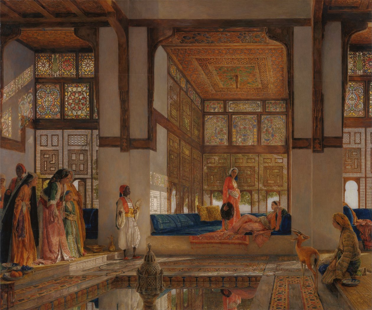 Uma senhora que recebe visitantes (a recepção) de John Frederick Lewis