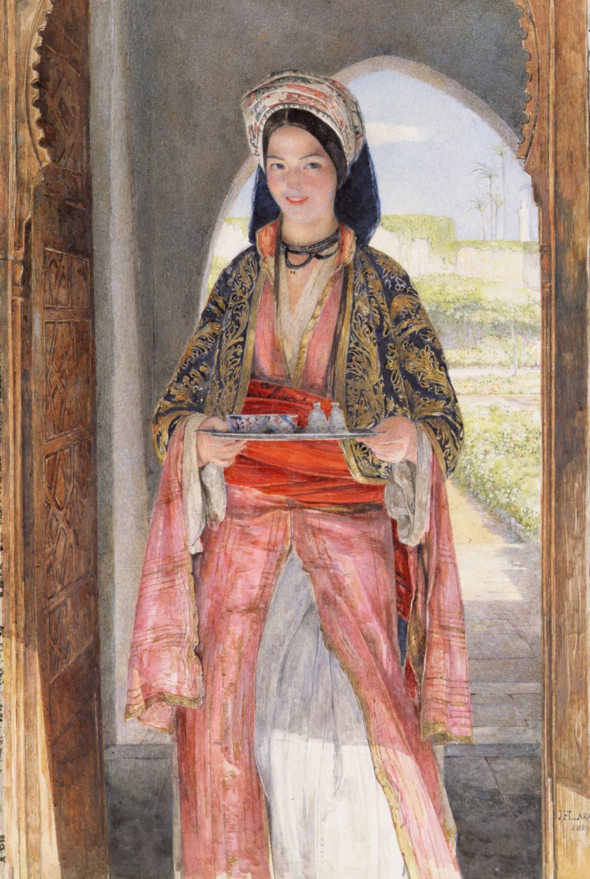 Uma garota oriental carregando uma bandeja, 1859 de John Frederick Lewis