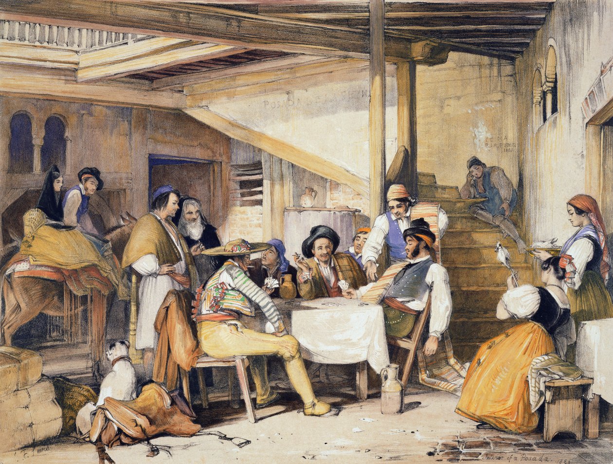 Interior de uma Posada, de &39;Sketches of Spain&39;, gravado por Charles Joseph Hullmandel (1789-1850), publicado em 1836 de John Frederick Lewis