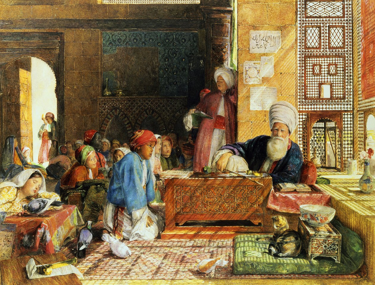 Interior de uma escola, Cairo, 1890 (ver também 43799) de John Frederick Lewis