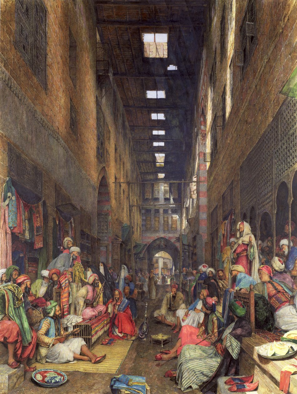 O Bazar, Cairo, 1872 (wc e bodycolour no papel) de John Frederick Lewis