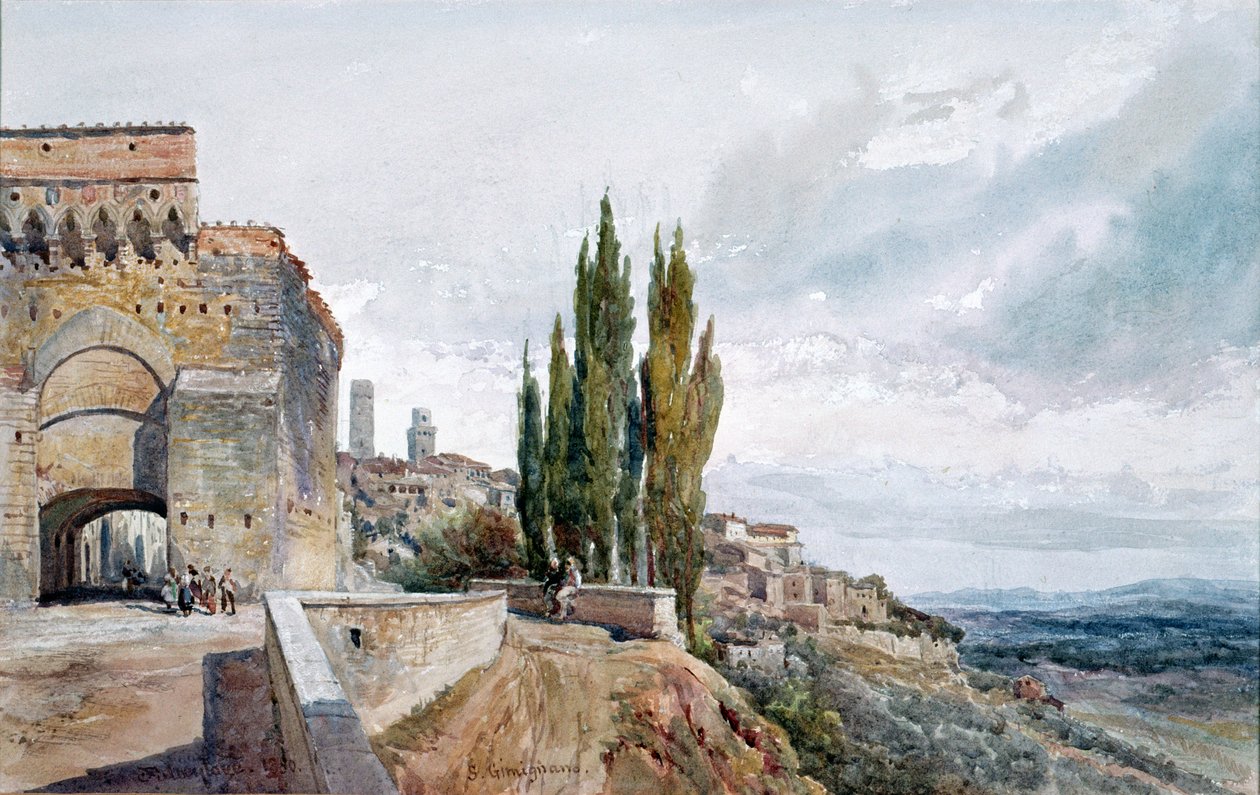 As ruínas do teatro romano em San Gimignano, século XIX de John Fulleylove