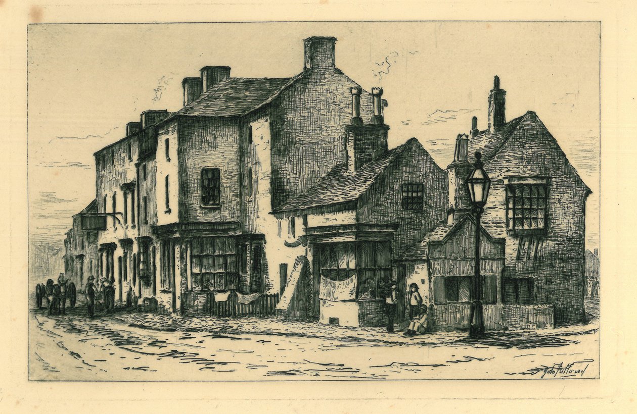 Edifícios antigos Walsall (chamado End Bank Town&39;s Town) de &39;Remnants Of Old Wolverhampton&39; Vol.I. N ° s 1-37, publicado em 1880 de John Fullwood