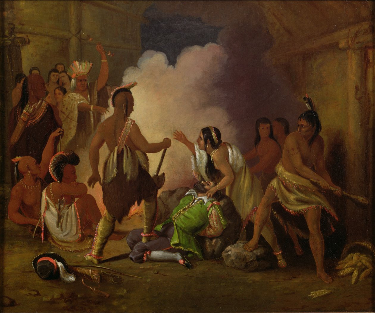 Pocahontas salvando a vida do capitão John Smith, c.1836-40 de John Gadsby Chapman