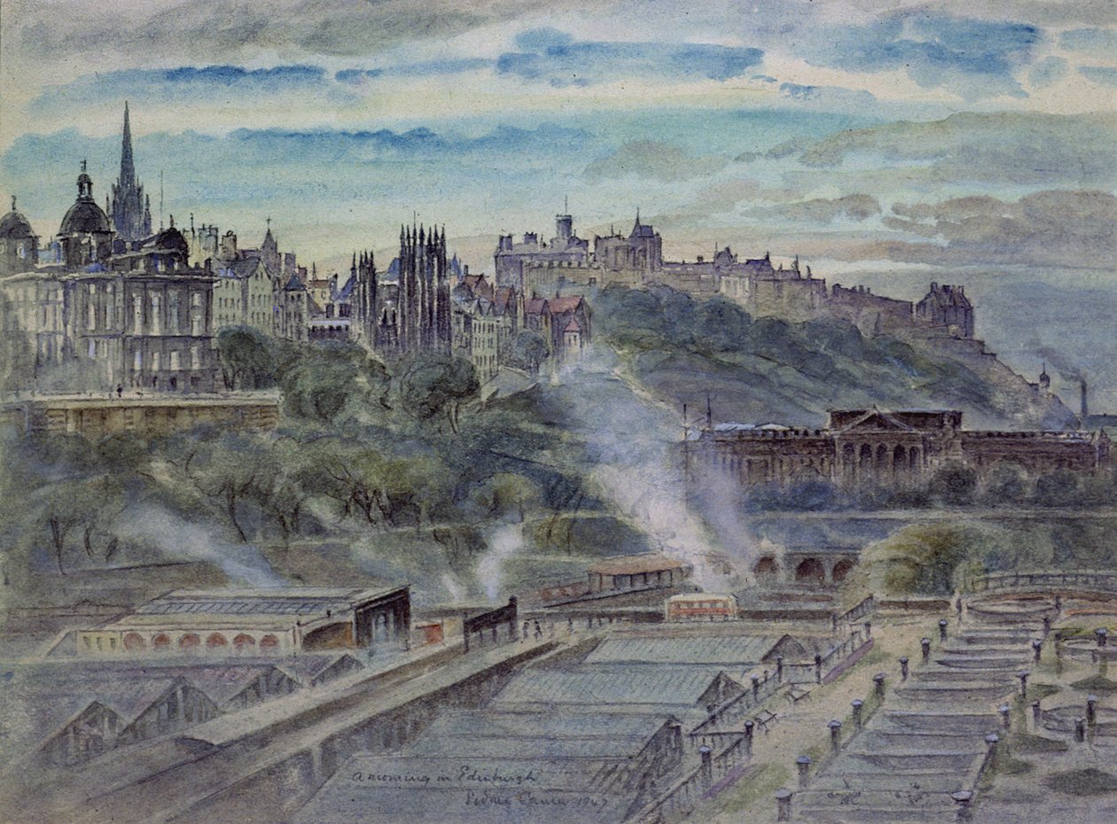 Edimburgo, perto da Capela de Santo Antônio, no Ombro Noroeste do Assento de Arthur, séc. XIX (aquarela) de John Gendall