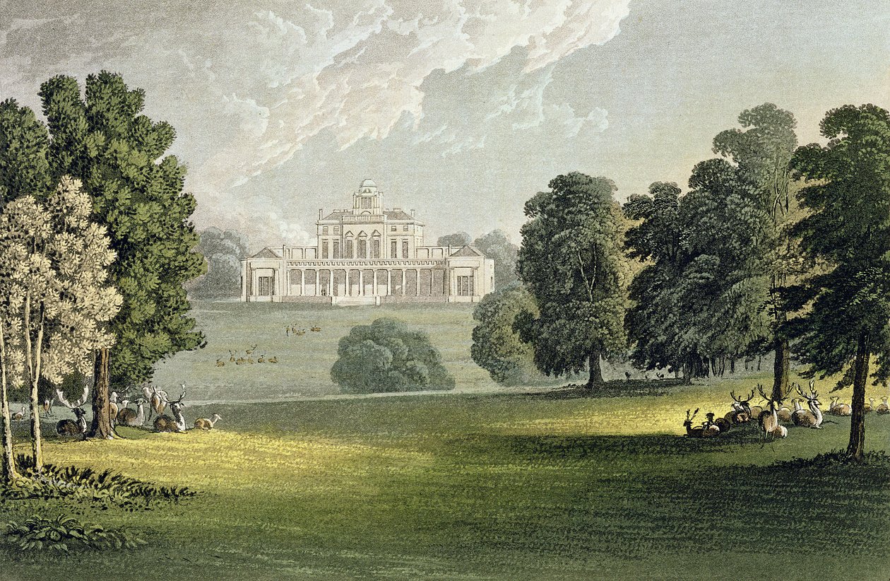 Stoke Park, do "Repository of Arts" de Ackermann, publicado em 1826 de John Gendall