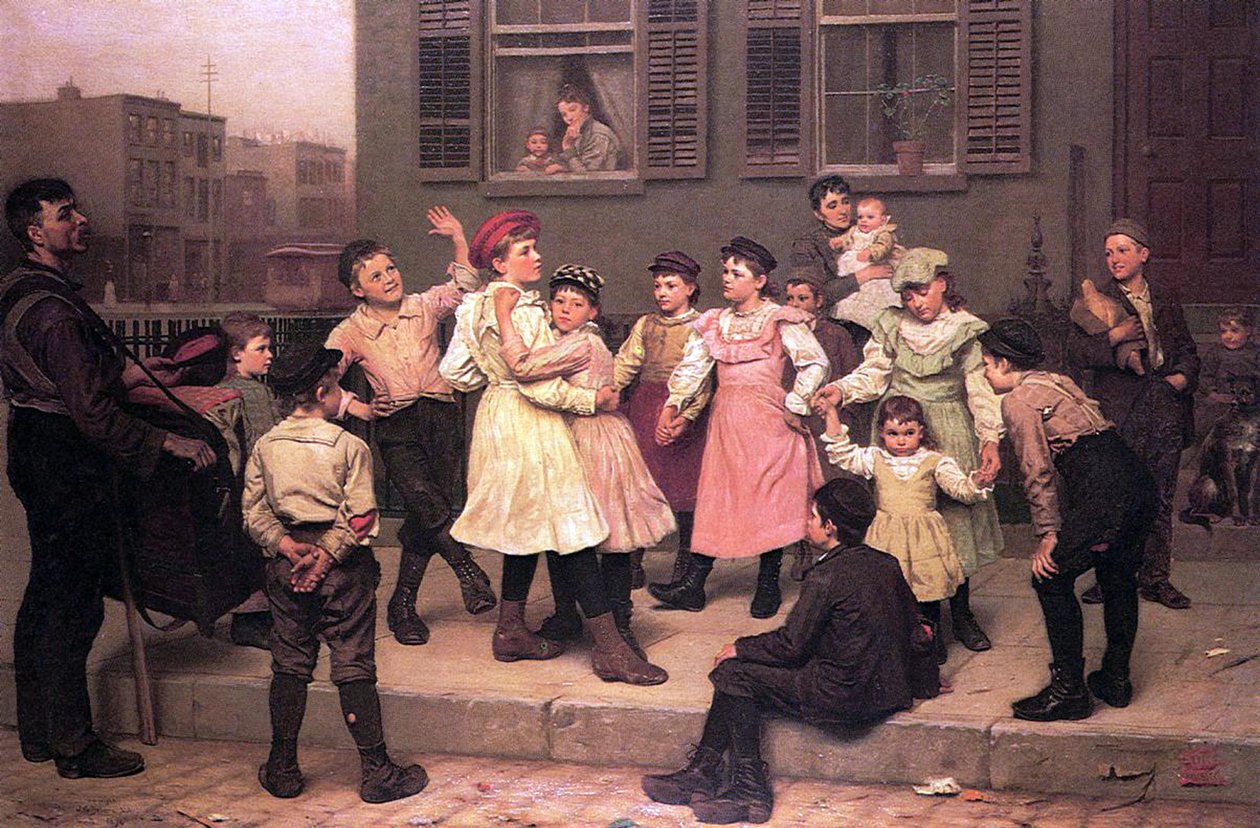 Crianças dançando na rua, 1894 de John George Brown