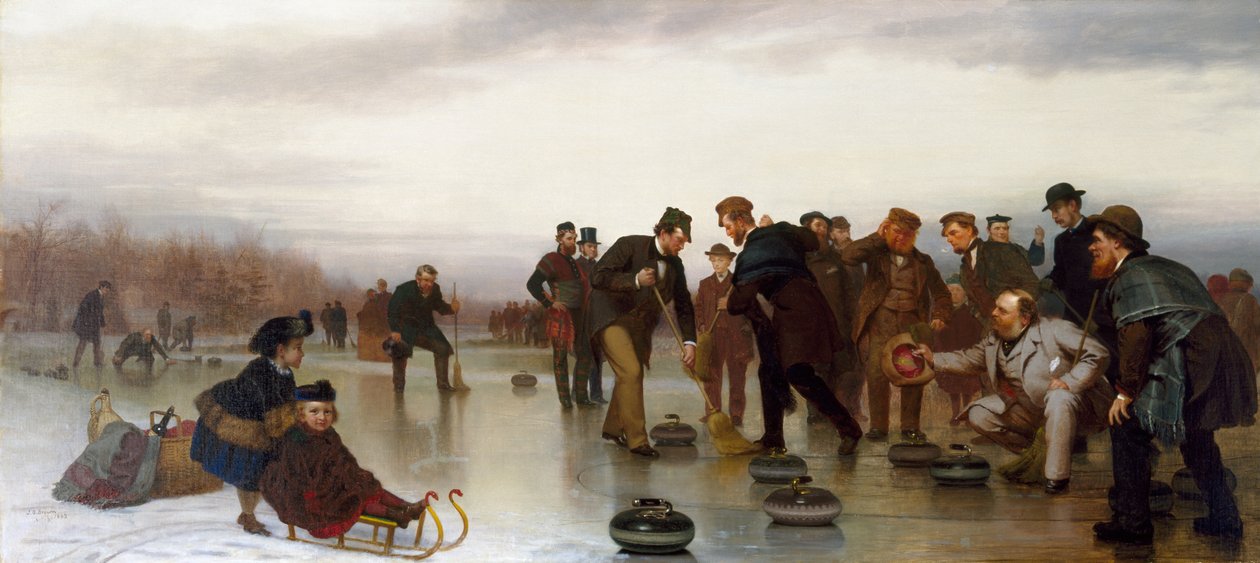 Ondulação; um jogo escocês, no Central Park, 1862 de John George Brown
