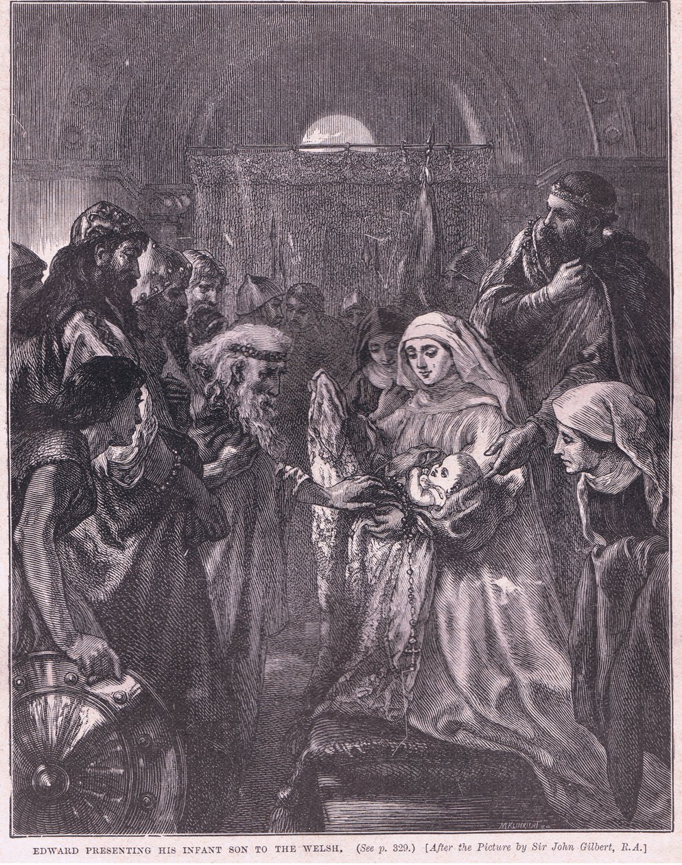 Edward apresentando seu filho recém-nascido ao galês AD 1282 de John Gilbert