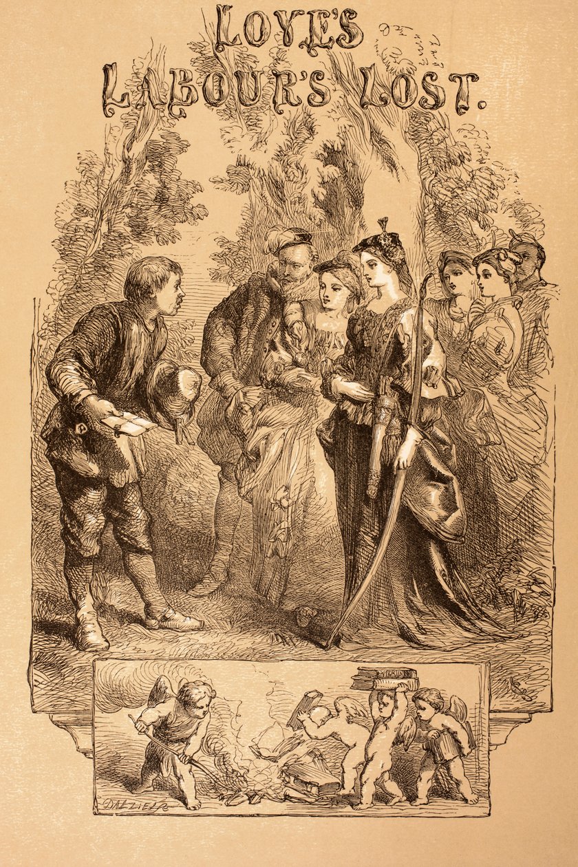 Ilustração para os trabalhos de amor perdidos, de "The Illustrated Library Shakespeare", publicada em Londres, 1890 de John Gilbert