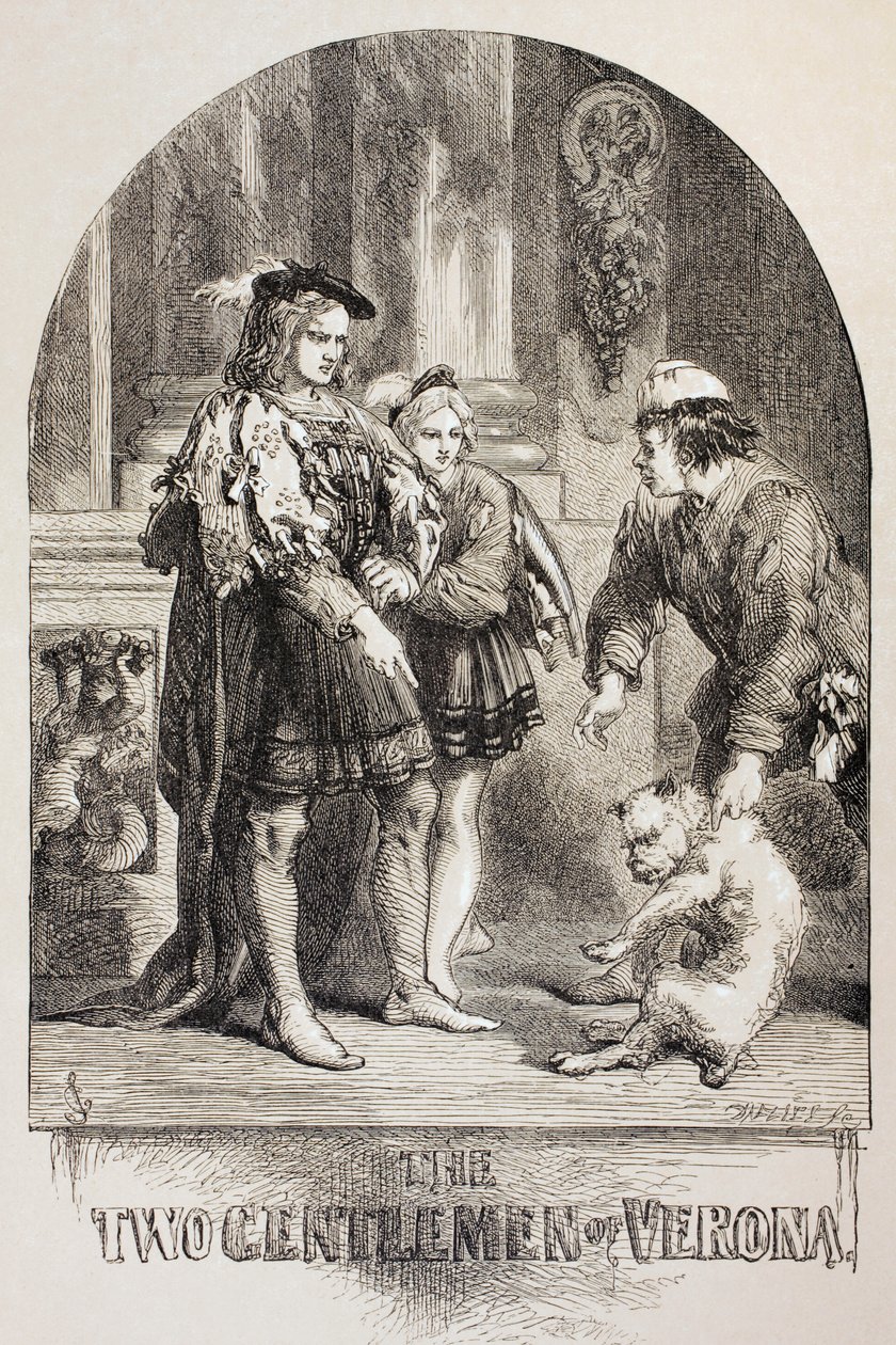 Ilustração para os dois senhores de Verona, de &39;The Illustrated Library Shakespeare&39;, publicada em Londres, 1890 de John Gilbert