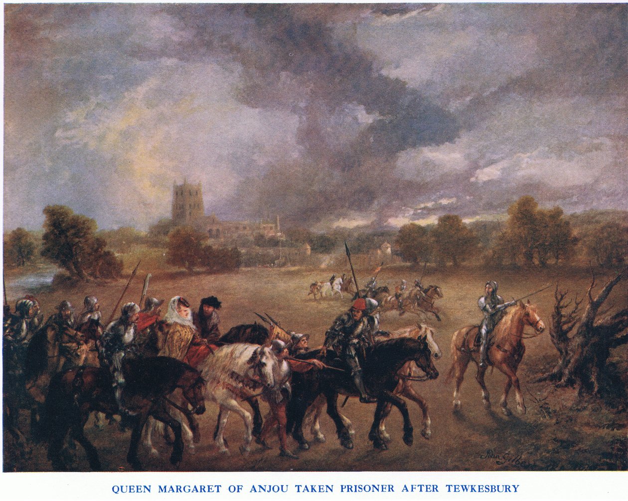 Rainha Margarida de Anjou aprisionada depois de Tewkesbury, da revista Cassells História do Povo Britânico, publicada pela Waverley Book Company Limited, c.1940 de John Gilbert