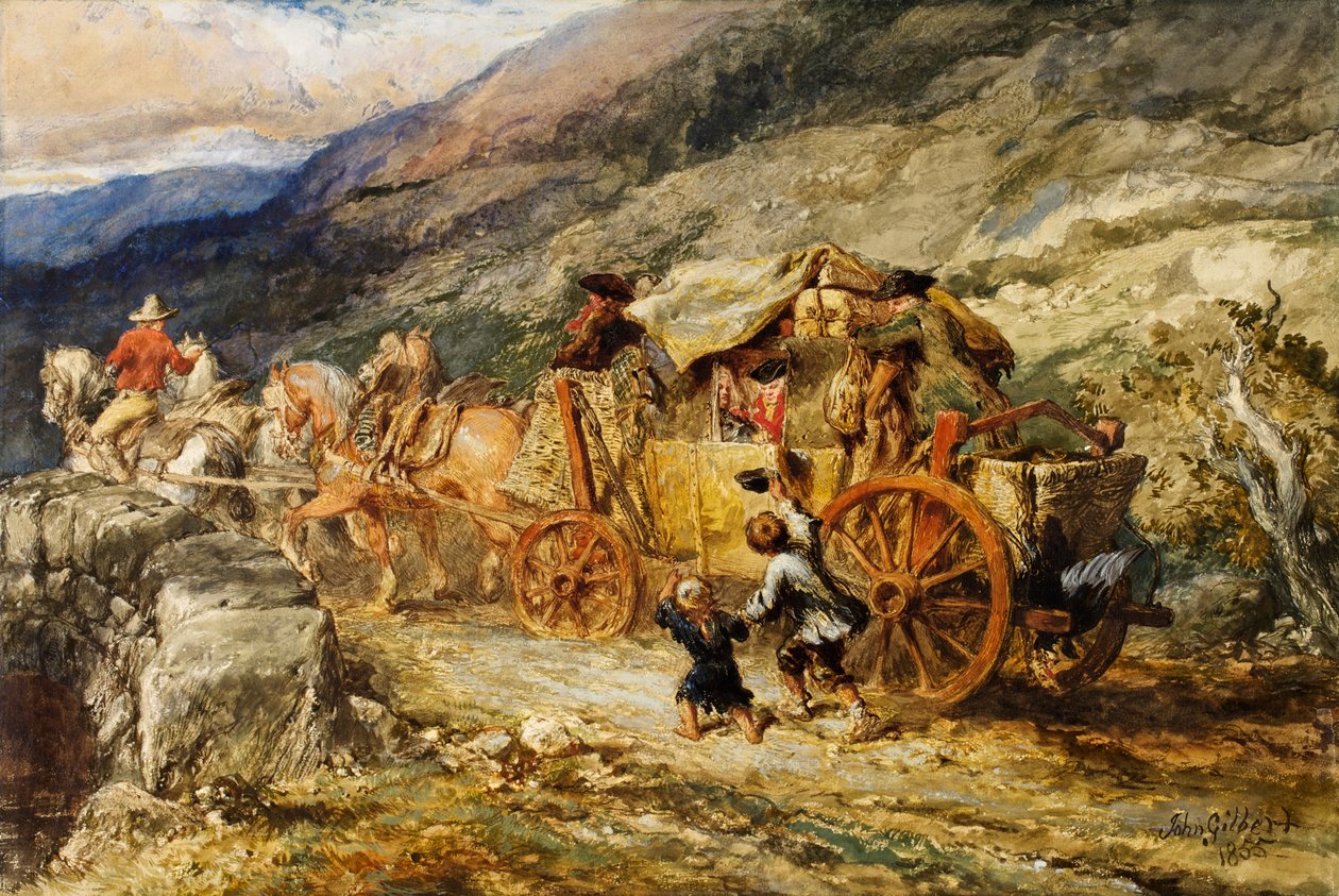 Treinador de Palco do Século Passado, 1855 (wc e guache no papel) de John Gilbert
