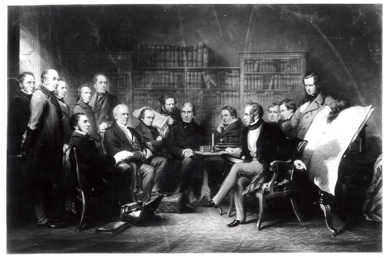 O gabinete de Aberdeen, decidindo sobre a expedição à Crimeia, gravada por William Walker, 1857 de John Gilbert