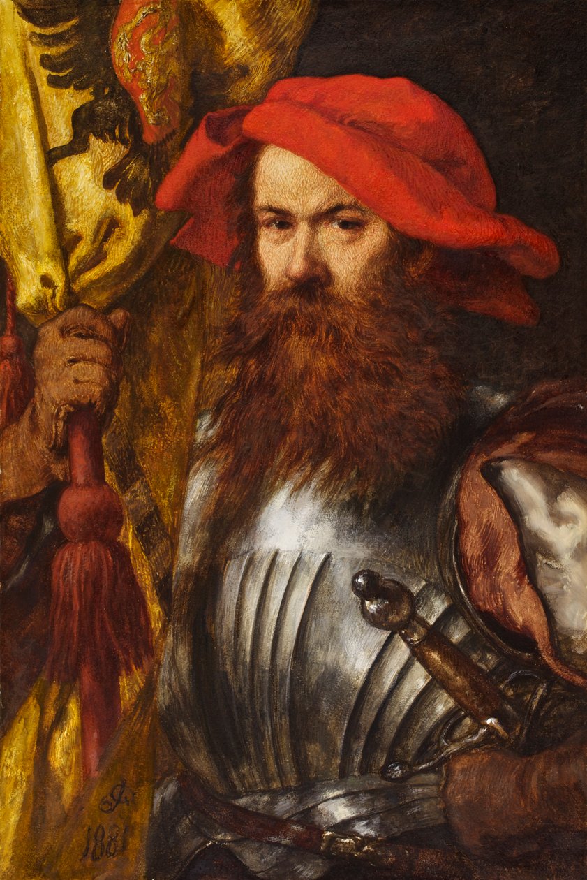 The Standard Bearer, 1881 (wc e guache sobre papel) de John Gilbert