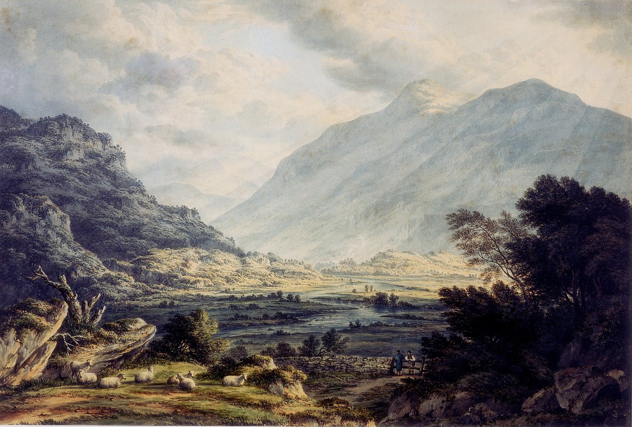 Perto de Capel Curig, com vista para o Monte Snowdon, País de Gales de John Glover