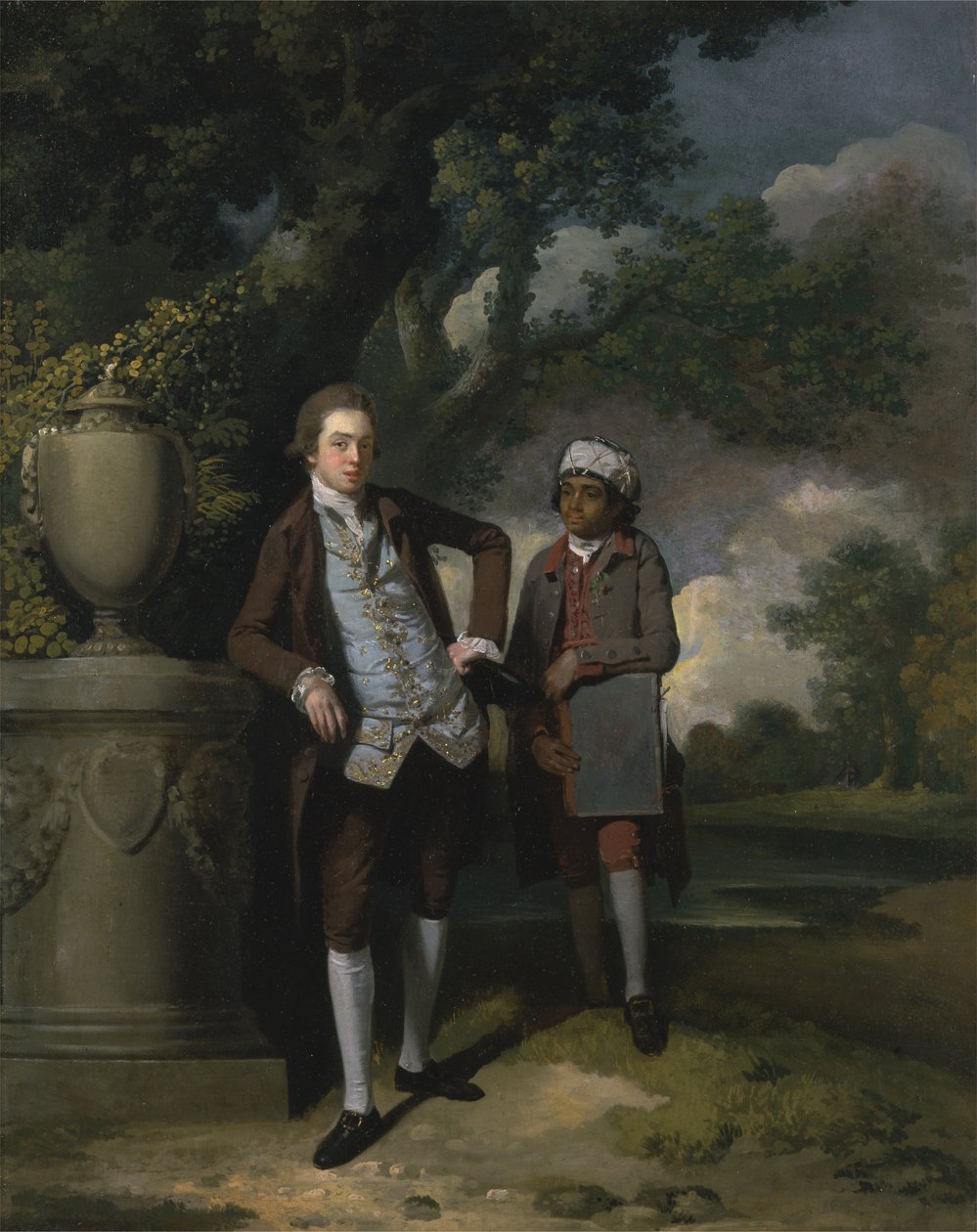 Um jovem com seu servo indiano segurando uma carteira de John Hamilton Mortimer