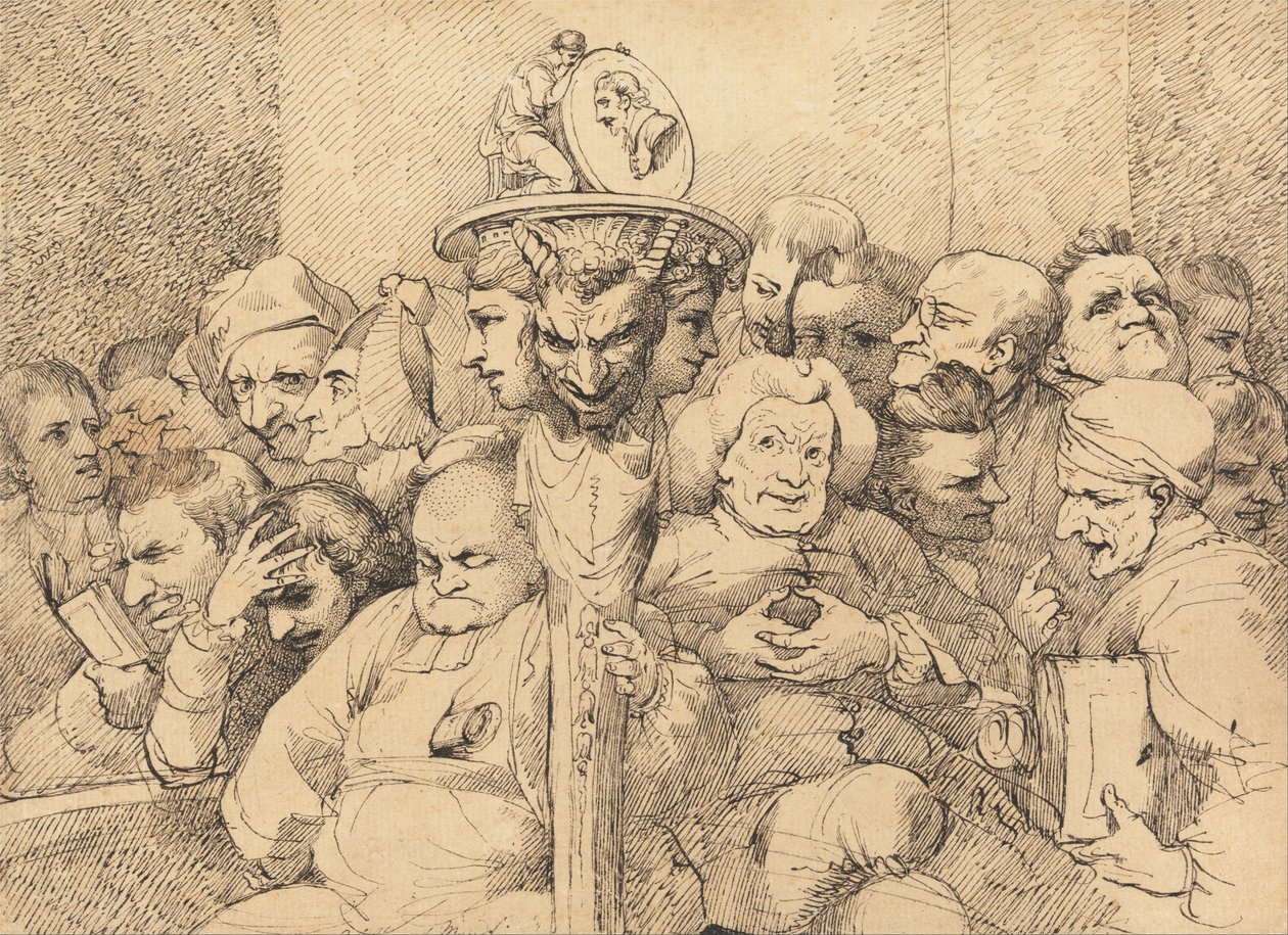 Personagens literários montados em torno do medalhão de Shakespeare de John Hamilton Mortimer