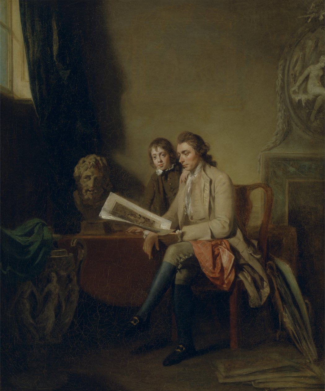 Retrato, de, um, homem, e, um, menino, olhar, impressões de John Hamilton Mortimer