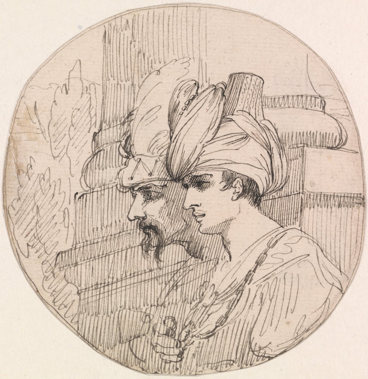 Duas cabeças em um Roundel de John Hamilton Mortimer
