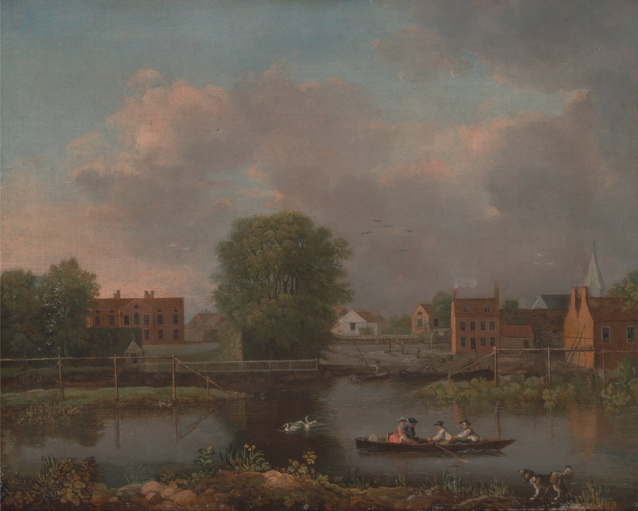 Uma paisagem do rio, possivelmente uma vista do West End da ponte de Rochester de John Inigo Richards
