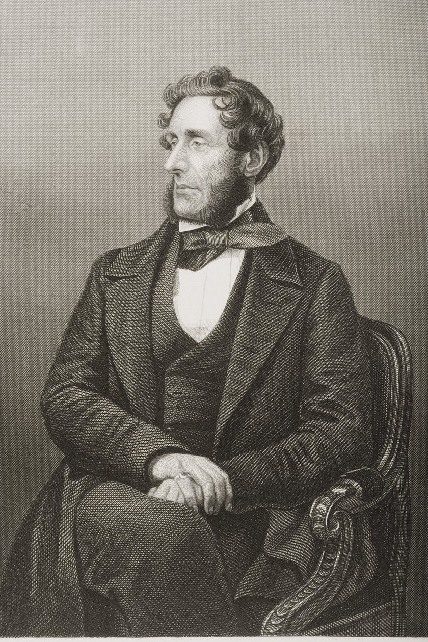Anthony Ashley Cooper (1801-1885) 7º Conde de Shaftesbury, gravado por DJ Pound a partir de uma fotografia, de "A Sala de Estar de Personagens Eminentes, Volume 2", publicado em Londres, 1860 de John Jabez Edwin Paisley Mayall