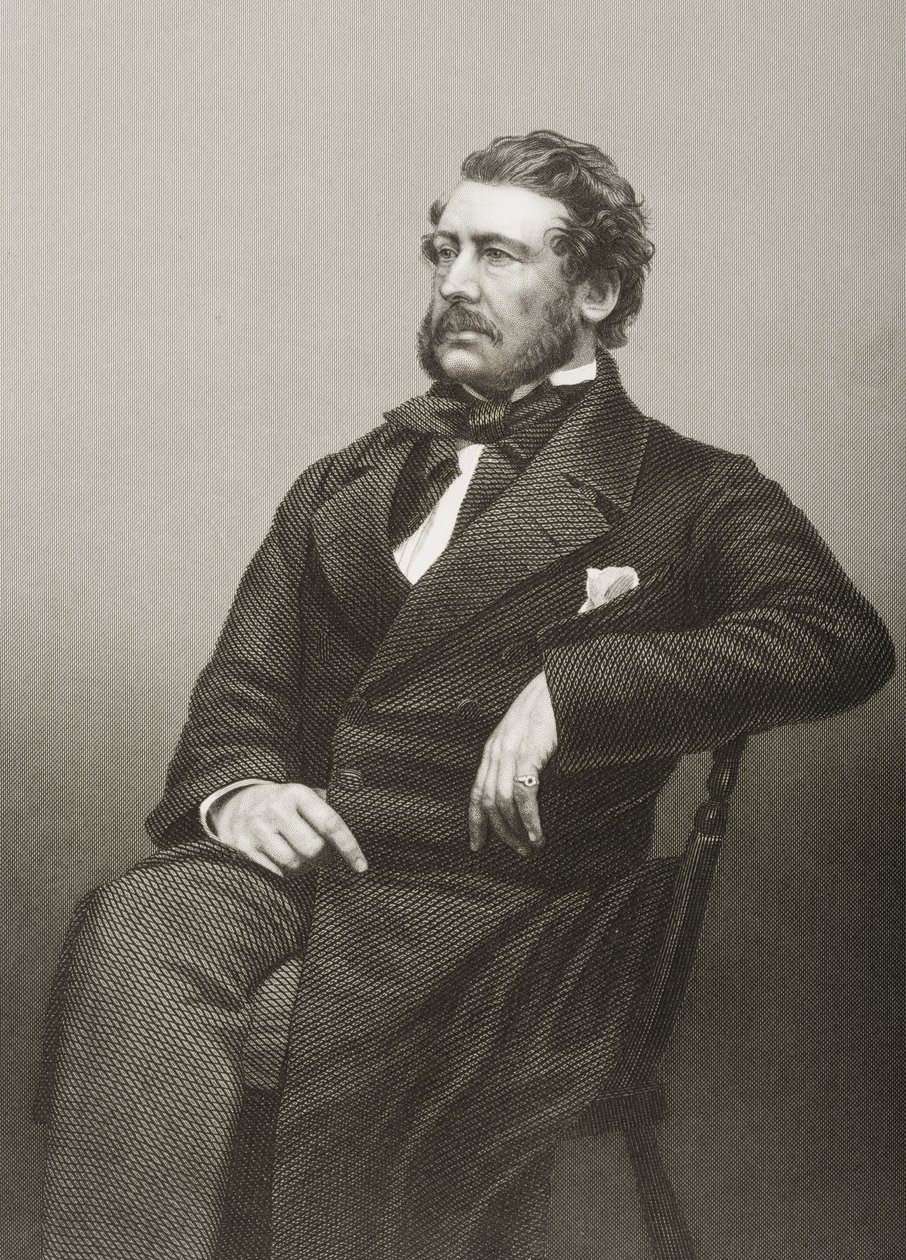 Capitão William Harrison (1812-1860), gravado por DJ Pound a partir de uma fotografia, de &39;A Sala de Estar de Personagens Eminentes, Volume 2&39;, publicado em Londres, 1860 de John Jabez Edwin Paisley Mayall