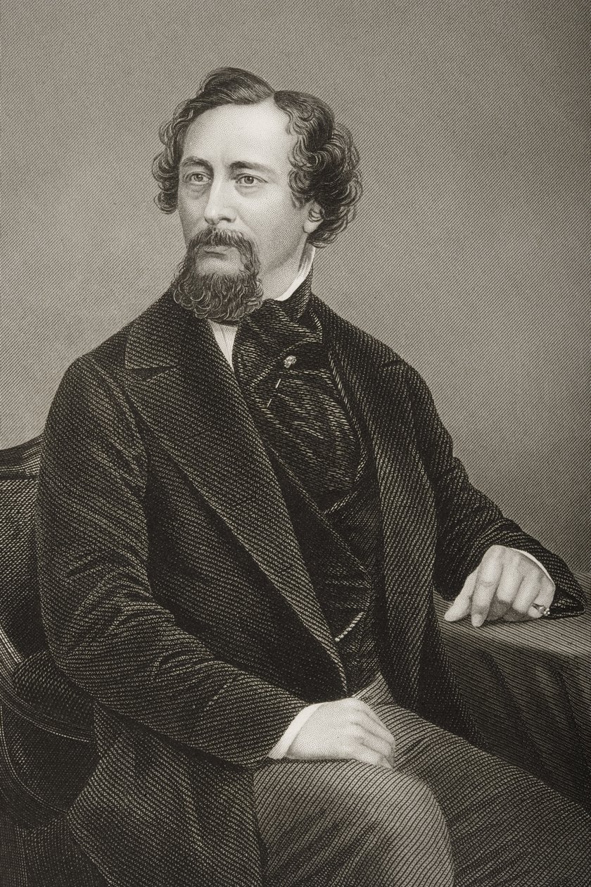 Charles John Huffam Dickens (1812-70) gravado por DJ Pound de uma fotografia, de &39;A Sala de Estar de Personagens Eminentes, Volume 2&39;, publicado em Londres, 1860 (ver 266631 para detalhes) de John Jabez Edwin Paisley Mayall