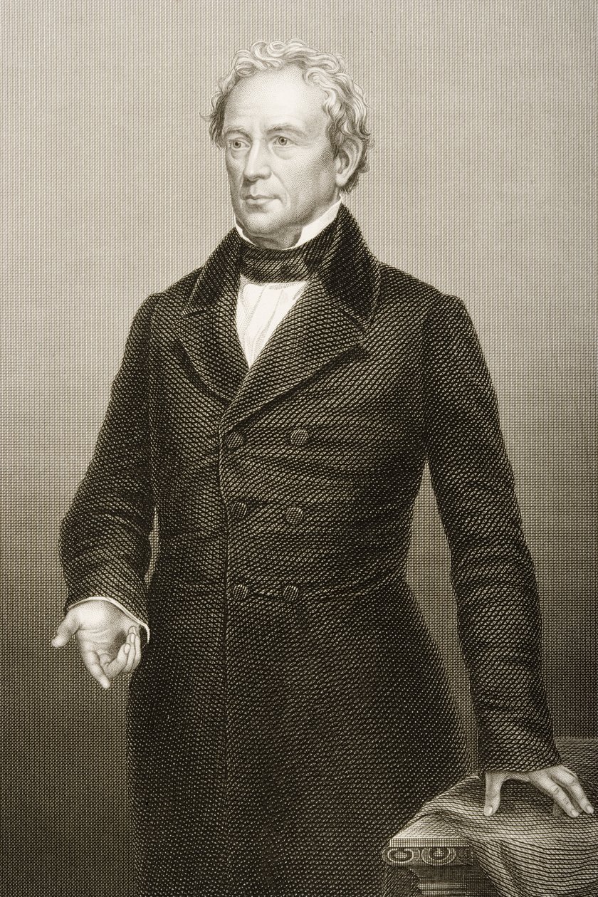 Edward Everett (1794-1865), gravado por DJ Pound a partir de uma fotografia, de "A Sala de Estar de Personagens Eminentes, Volume 2", publicado em Londres, 1860 (gravura) de John Jabez Edwin Paisley Mayall