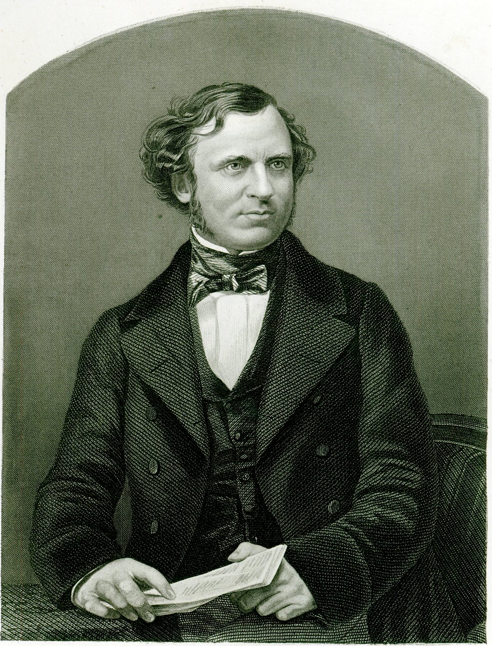 Edward Henry Smith Stanley, Lorde Stanley, gravado por DJ Pound a partir de uma fotografia, de "A Sala de Estar de Personagens Eminentes, Volume 2", publicado em Londres, 1860 de John Jabez Edwin Paisley Mayall