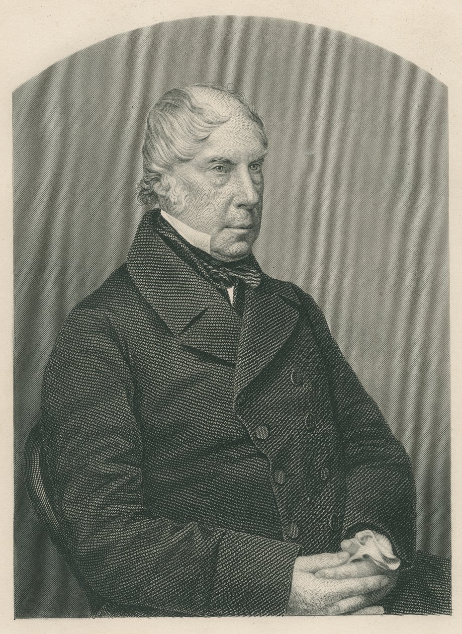 George Hamilton-Gordon, 4º Conde de Aberdeen, gravado por DJ Pound a partir de uma fotografia, de &39;The Drawing-Room of Eminent Personages, Volume 2&39;, publicado em Londres, 1860 de John Jabez Edwin Paisley Mayall