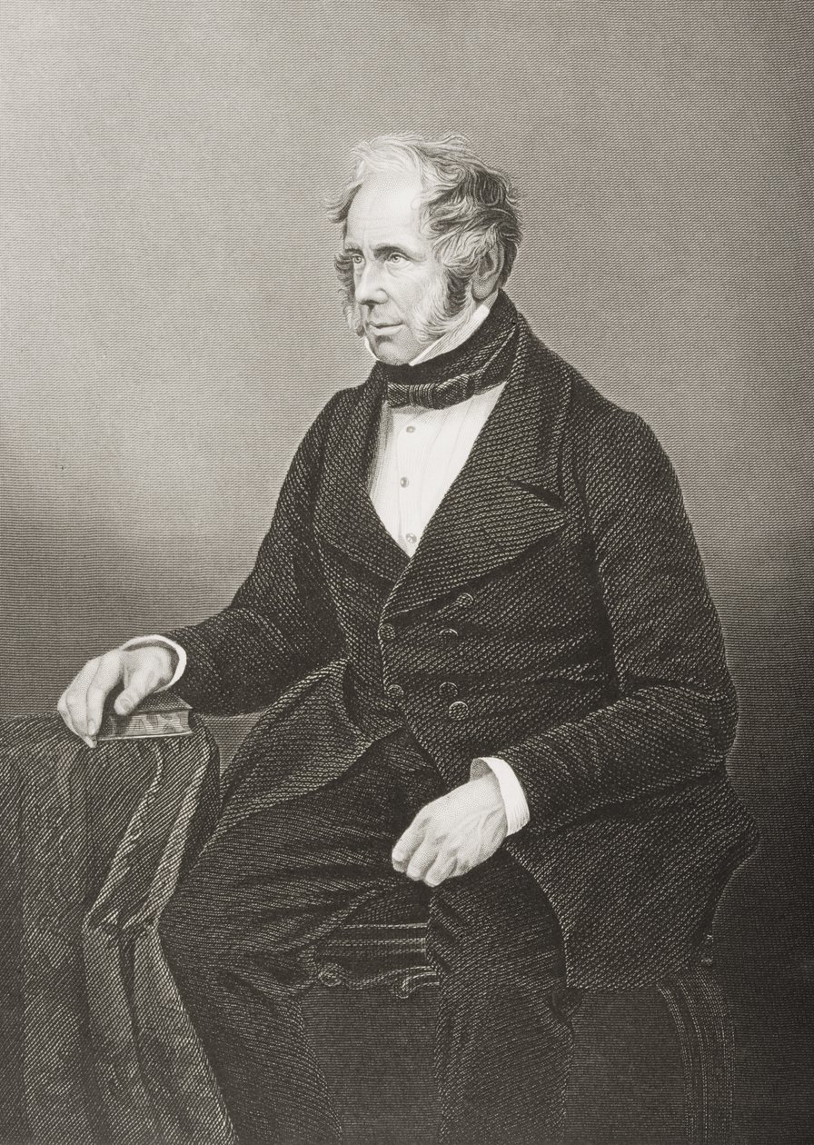 Henry John Temple (1784-1865) 3o Visconde Palmerston, gravado por DJ Pound de uma fotografia, de "A Sala de Estar de Personagens Eminentes, Volume 2", publicado em Londres, 1860 de John Jabez Edwin Paisley Mayall