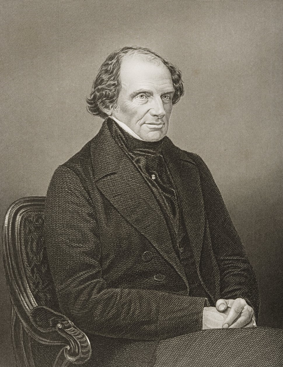 Lord John Russell (1792-1878) 1º Conde Russell, gravado por DJ Pound a partir de uma fotografia, de &39;A Sala de Estar de Personagens Eminentes, Volume 2&39;, publicado em Londres, 1860 de John Jabez Edwin Paisley Mayall
