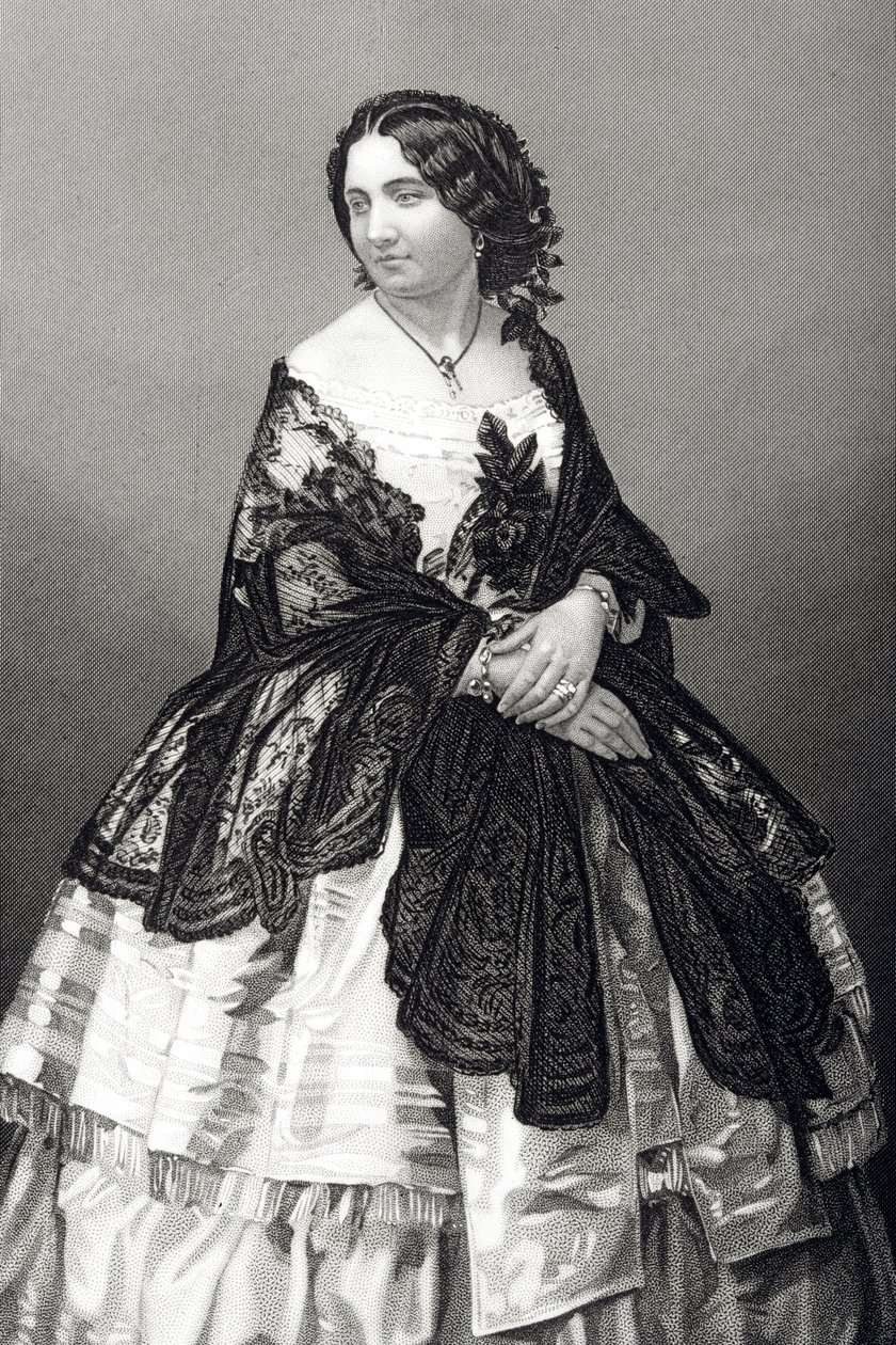 Miss Arabella Goddard (1836-1922) gravada por DJ Pound a partir de uma fotografia, de &39;A Sala de Estar de Personagens Eminentes, Volume 2&39;, publicada em Londres, 1860 de John Jabez Edwin Paisley Mayall