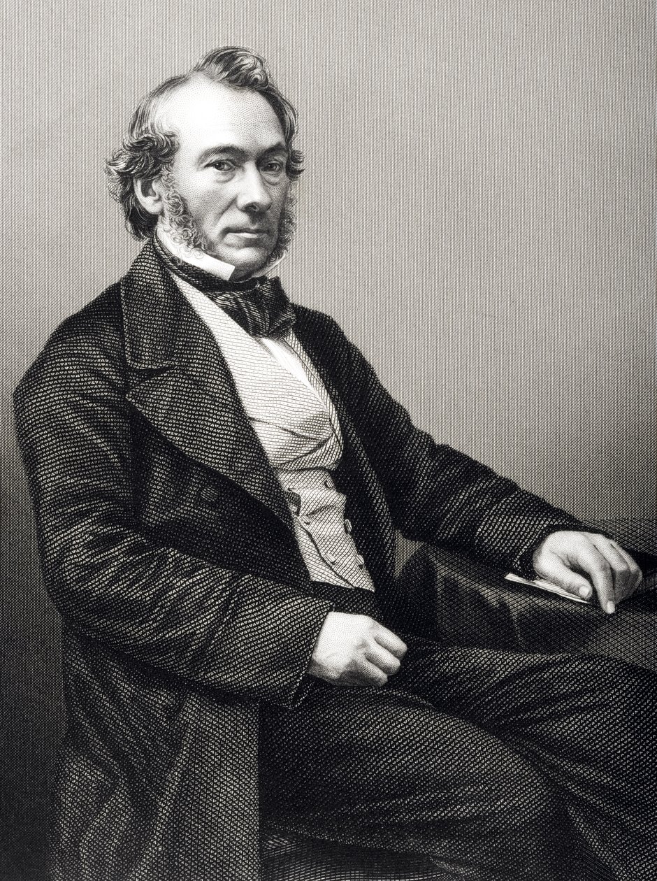 Richard Cobden (1783-1862), gravado por DJ Pound de uma fotografia, de "A Sala de Estar de Personagens Eminentes, Volume 2", publicado em Londres, 1860 de John Jabez Edwin Paisley Mayall