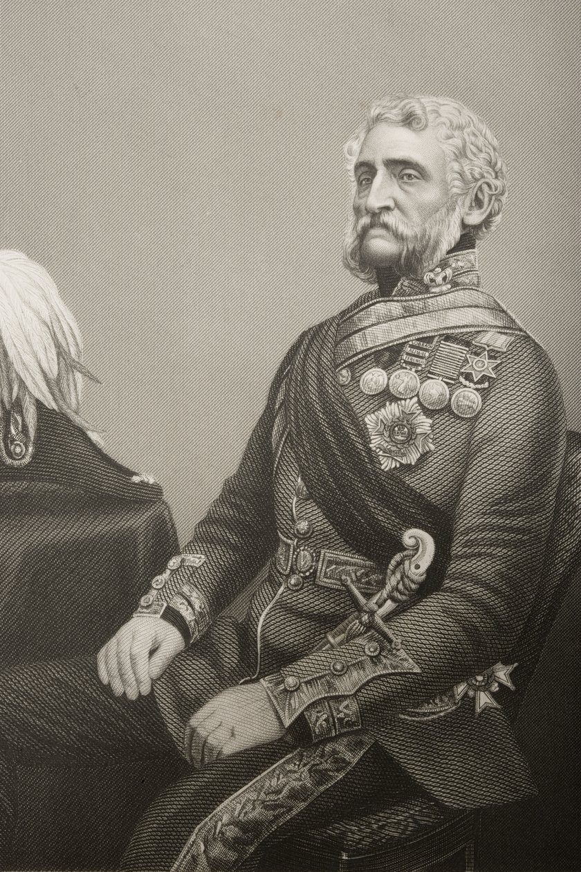 Sir George Harry Wakelyn Smith (1787-1860) gravado por DJ Pound de uma fotografia, de &39;A Sala de Estar de Personagens Eminentes, Volume 2&39;, publicado em Londres, 1860 de John Jabez Edwin Paisley Mayall