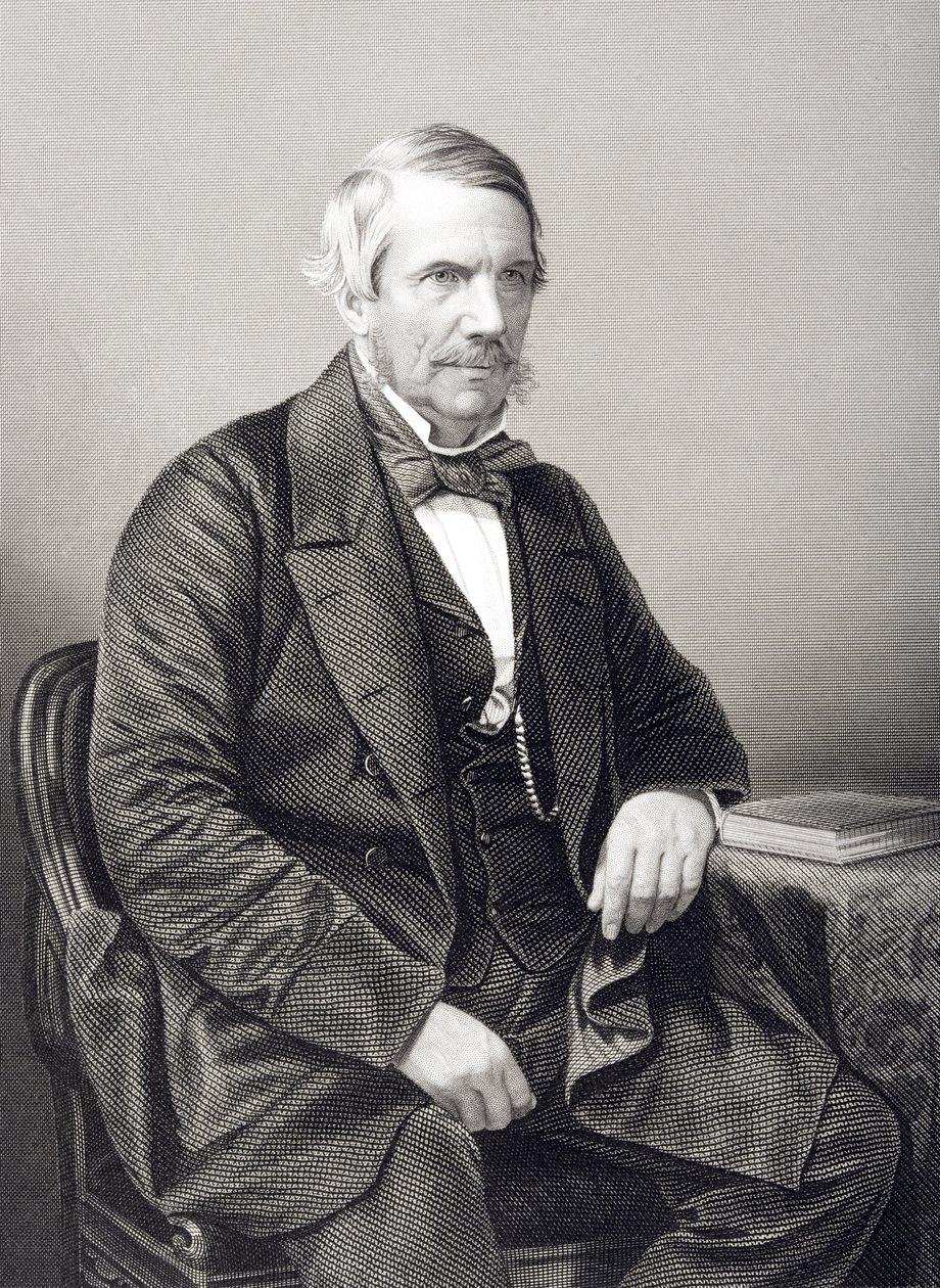 Sir John Laird-Mair Lawrence (1811-79) 1º Barão Lawrence, gravado por DJ Pound de uma fotografia, de "A Sala de Estar de Personagens Eminentes, Volume 2", publicado em Londres, 1860 de John Jabez Edwin Paisley Mayall