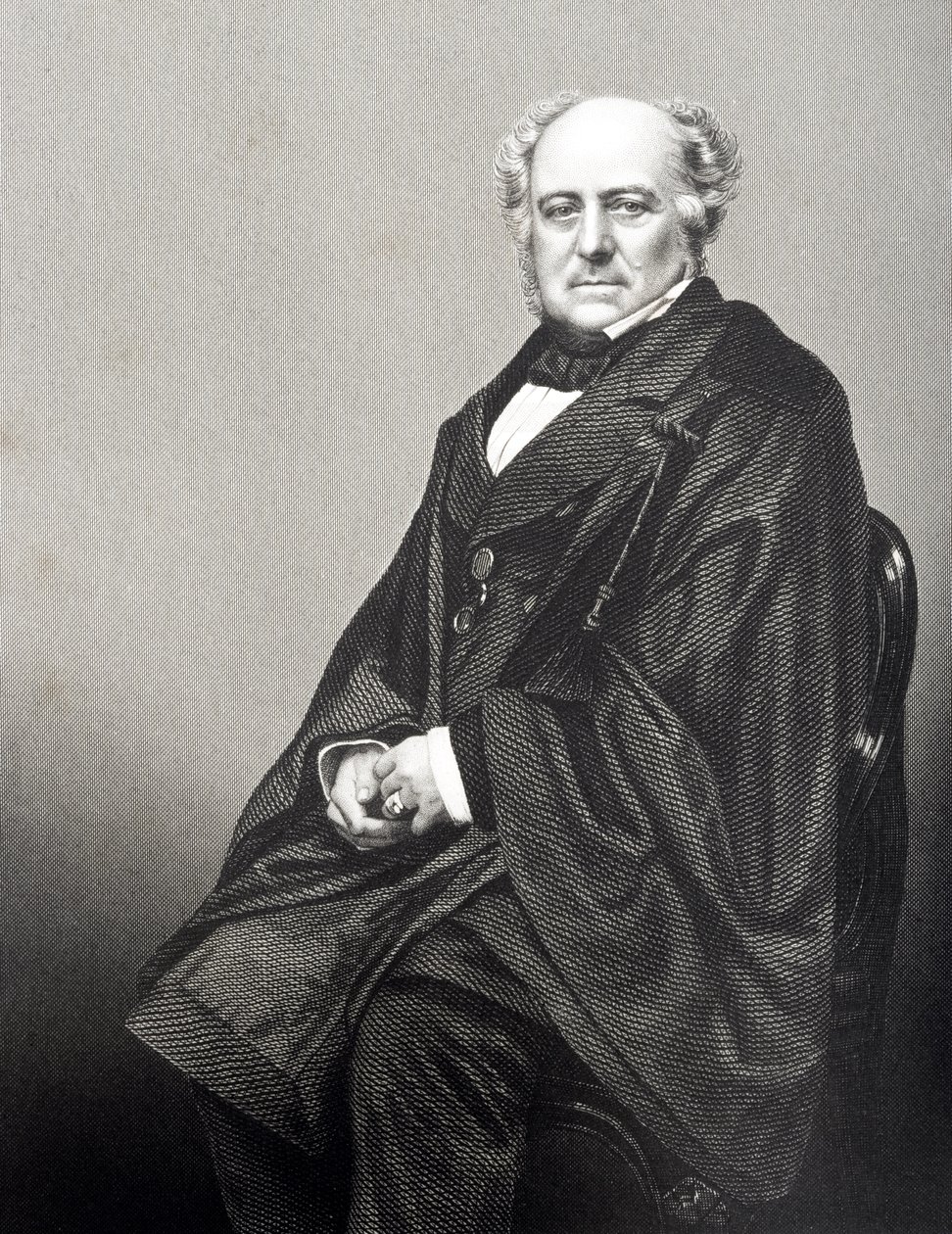 Sir Richard Bethell (1800-73) 1º Barão de Westbury, gravado por DJ Pound a partir de uma fotografia, de &39;A Sala de Estar de Personagens Eminentes, Volume 2&39;, publicado em Londres, 1860 de John Jabez Edwin Paisley Mayall