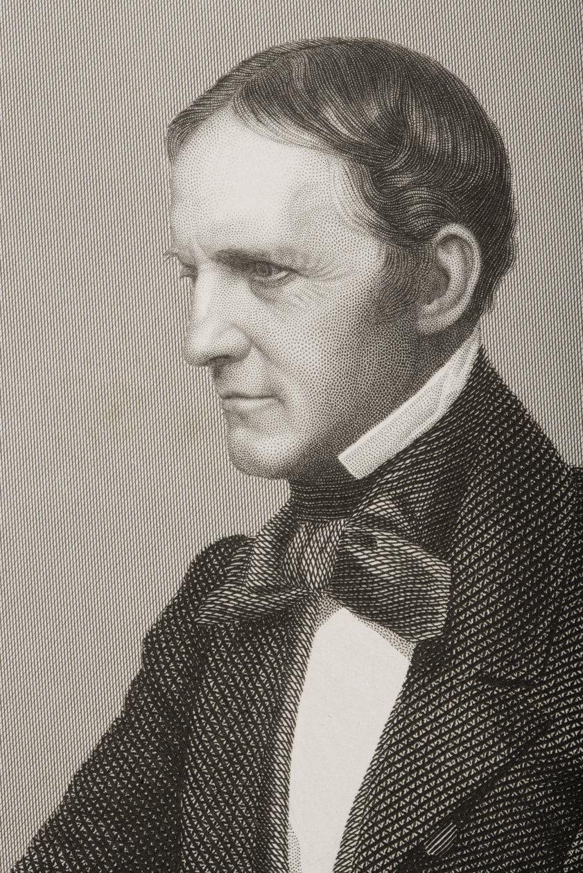 William Hickling Prescott (1796-1859) gravado por DJ Pound a partir de uma fotografia, de "A Sala de Estar de Personagens Eminentes, Volume 2", publicada em Londres, 1860 (detalhe de 266385) de John Jabez Edwin Paisley Mayall