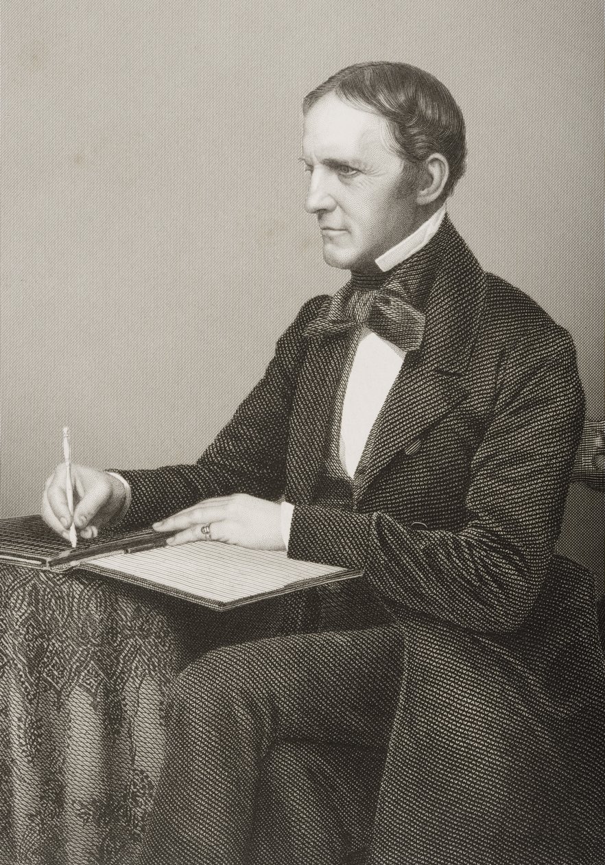 William Hickling Prescott (1796-1859), gravado por DJ Pound a partir de uma fotografia, de &39;A Sala de Estar de Personagens Eminentes, Volume 2&39;, publicado em Londres, 1860 de John Jabez Edwin Paisley Mayall