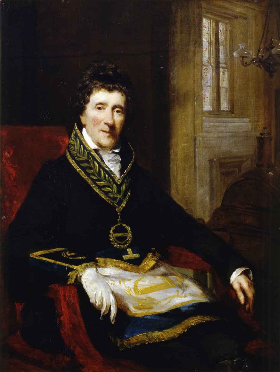Sir John Soane, em traje maçônico, como grande superintendente e presidente do conselho de obras, 1828-29 de John Jackson