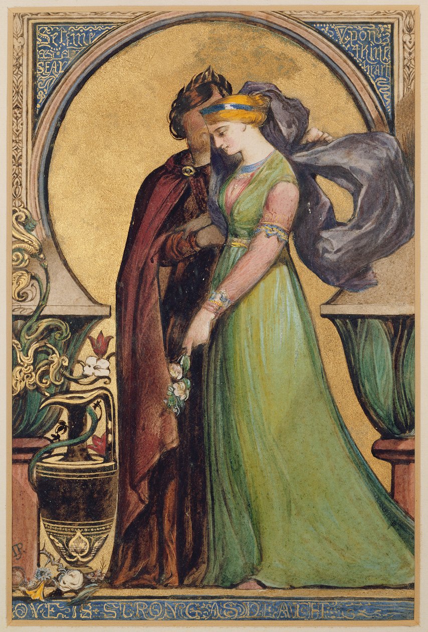 O amor é forte como a morte, 1894 (pintura wc e ouro sobre papel) de John Jewell Penstone